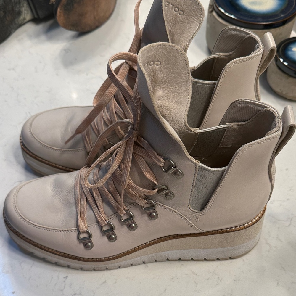 Cole Haan  grand explore Women's Cream Lace-Up Boots